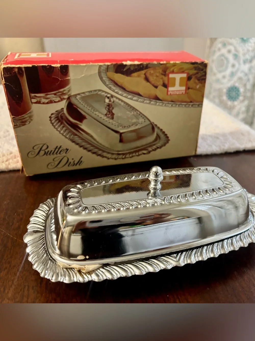 Vintage 1974 Irvinware Butter Dish with glass liner